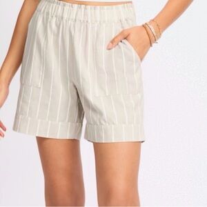 Women's Striped Tan and White Shorts